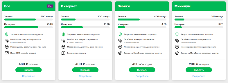 Тарифы МегаФон с безлимитом внутри сети